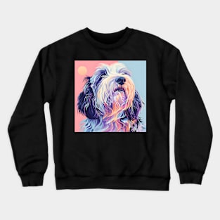 Bearded Collie in 80's Crewneck Sweatshirt